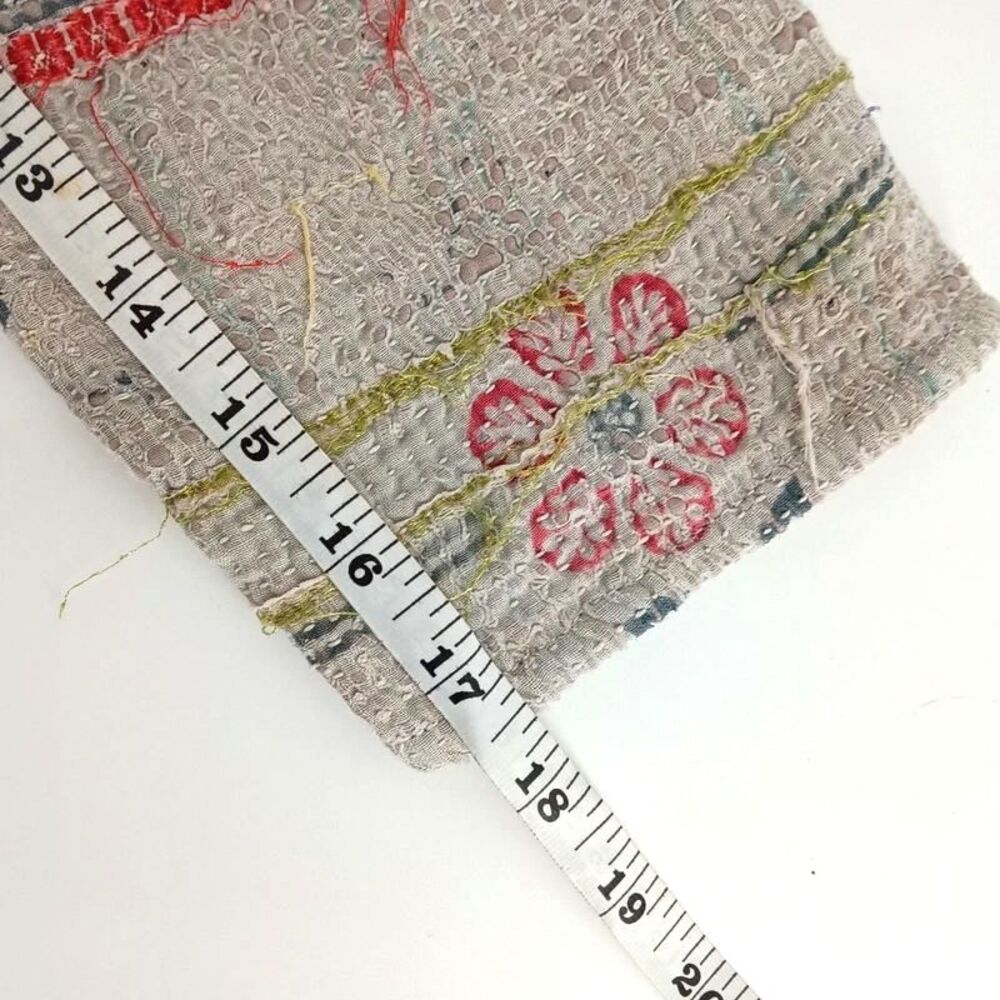 Reversible Kantha Quilted Patchwork Cropped Jacket Handmade Boho Wearable Art - Picture 12 of 14